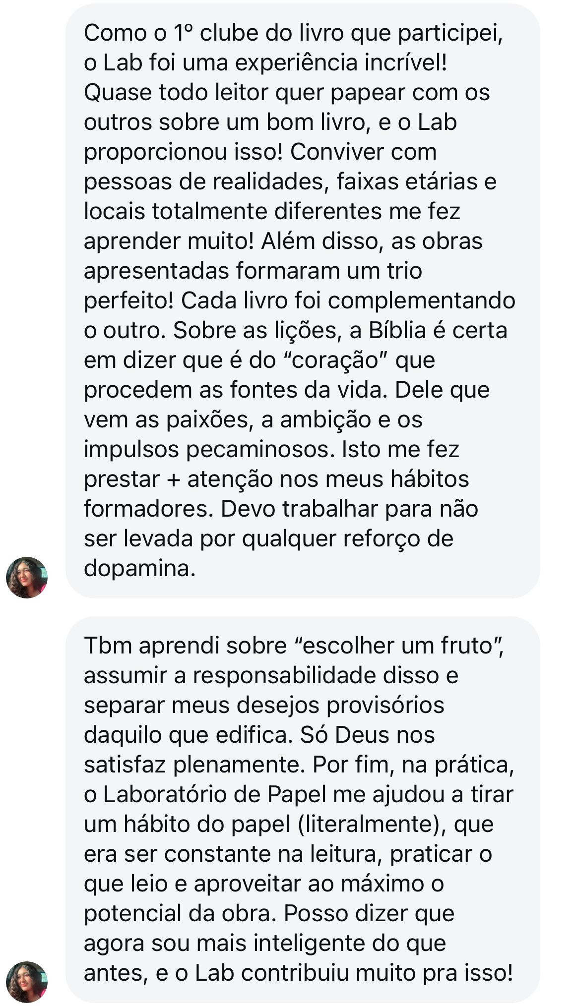 Depoimento de aluno do Laboratório de Papel